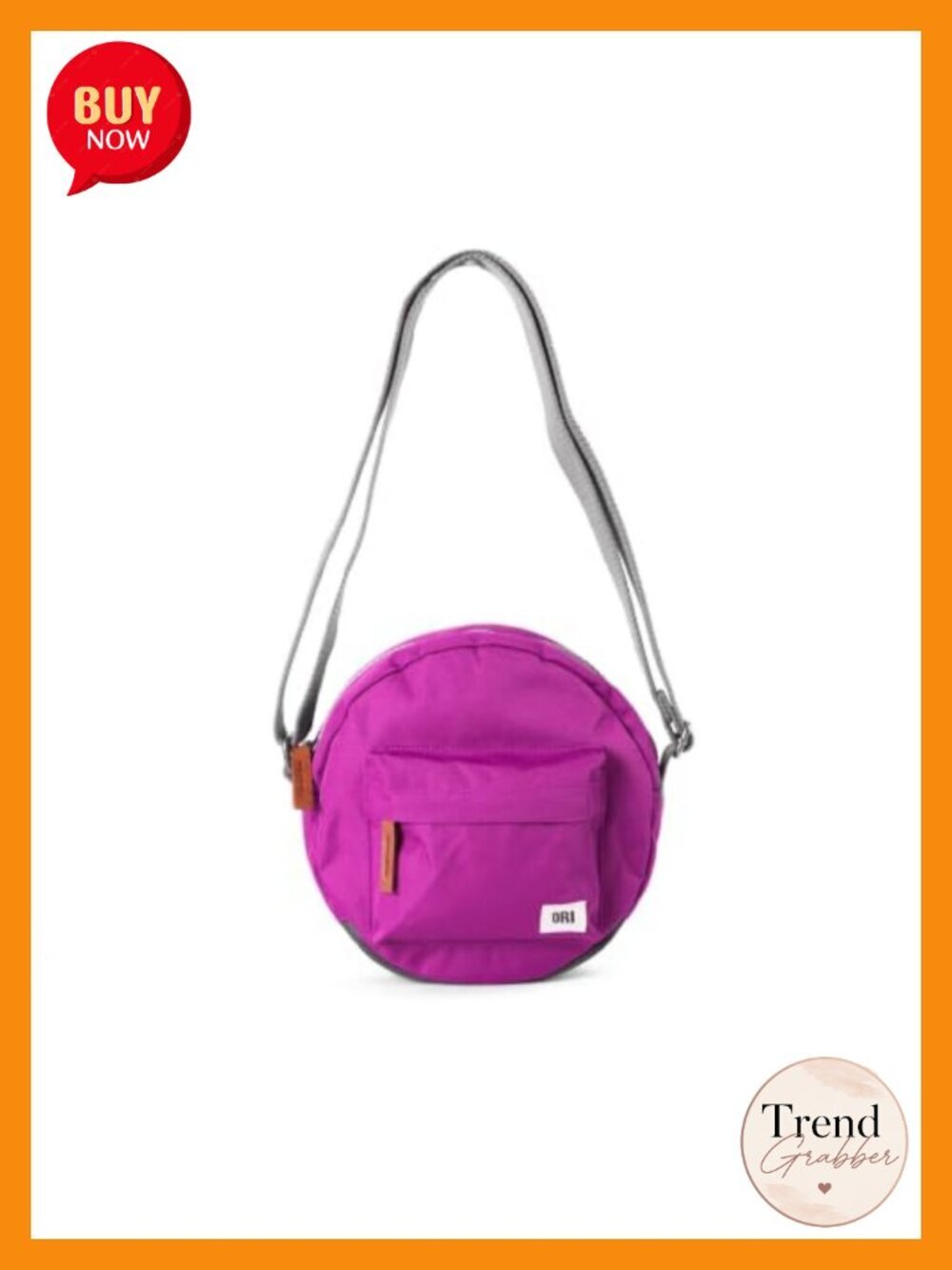 Nylon Crossbody Bag with Chunky Zippers - Weatherproof Circle Bag
